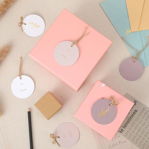 48Pcs Floral Gift Tags with String Attached 2.2in Handmade Tags Round Gift Bag Tags for Gift Wrapping Wedding Parties Baby Shower Birthday Presents Favor (3 Colors) in Kuwait