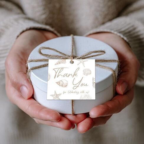 50Pcs Sea You Soon Baby Shower Thank You Tags with String, Thank You for Celebrating with Us Gift Tag, Under The Sea Seashell Square Thank You Tags for Ocean Animal Baby Shower Decor Party Supplies in Kuwait