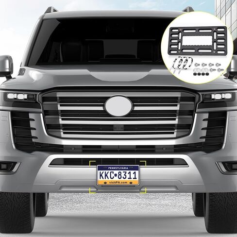 License Plate Bracket Holder, Front License Plate Bracket, No Drill Front Plate Mount, Licenses Plates Brackets Bumper, Car Frame Mount Adapter with Stainless Steel Screw, Cable Ties in Saudi Arabia