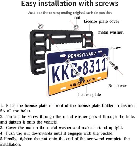 License Plate Bracket Holder, Front License Plate Bracket, No Drill Front Plate Mount, Licenses Plates Brackets Bumper, Car Frame Mount Adapter with Stainless Steel Screw, Cable Ties in Saudi Arabia