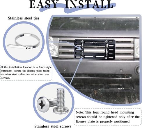 License Plate Bracket Holder, Front License Plate Bracket, No Drill Front Plate Mount, Licenses Plates Brackets Bumper, Car Frame Mount Adapter with Stainless Steel Screw, Cable Ties in Saudi Arabia