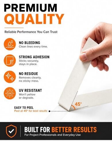 SWRT Masking Tape, 1 Inch x 55 Yards, 2 Rolls (110 Yards Total), White Tape for Painting, Clean Removal Multi-Surface Paper Tape for Walls, Crafts, Labeling, School & Home Use in Kuwait