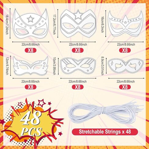 24 Pcs Color Your Own Hero Mask DIY Blank Paper Masks Hero Theme Party Favors Paper Masks for Crafts Blank Graffiti Favor Gift Birthday Costume Party Supplies Decor Activity Coloring Game in Kuwait