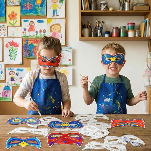 24 Pcs Color Your Own Hero Mask DIY Blank Paper Masks Hero Theme Party Favors Paper Masks for Crafts Blank Graffiti Favor Gift Birthday Costume Party Supplies Decor Activity Coloring Game in Kuwait