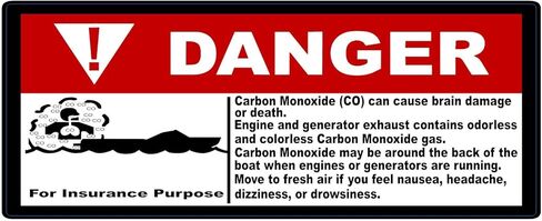Danger Carbon Monoxide (CO) USCG Boating Safety Marina Decal (4" Set of 2) in Kuwait