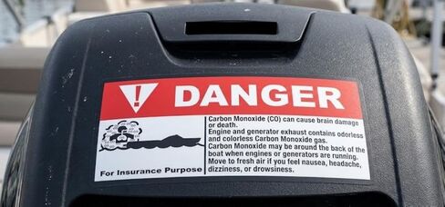 Danger Carbon Monoxide (CO) USCG Boating Safety Marina Decal (4" Set of 2) in Kuwait