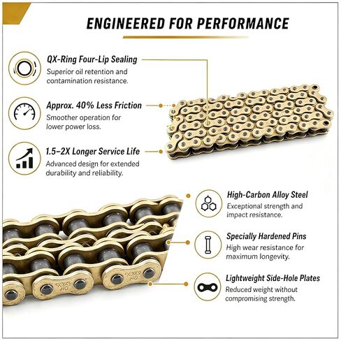 DONGHUA DH 530LX2 High Performance QX Series X-Ring Chain 120 Link Gold with Connecting Link in Kuwait