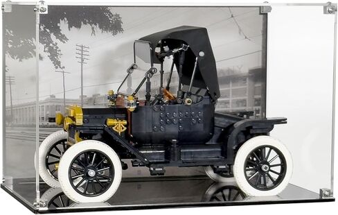 Display Case Compatible with LEGO Icons Ford Model T 11376 – UV-Printed Background, Dustproof Acrylic Showcase, Set Not Included in Kuwait