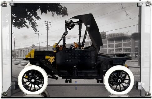 Display Case Compatible with LEGO Icons Ford Model T 11376 – UV-Printed Background, Dustproof Acrylic Showcase, Set Not Included in Kuwait