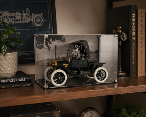Display Case Compatible with LEGO Icons Ford Model T 11376 – UV-Printed Background, Dustproof Acrylic Showcase, Set Not Included in Kuwait