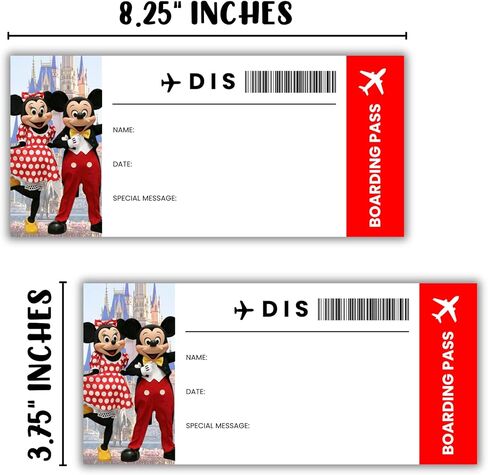 Lashicorn بطاقة الصعود مفاجأة سحرية DIS 5pk مع مغلفات Kingdom Mouse 3.75x8.25 بوصة DIY تذكرة طائرة للسفر عيد الميلاد أرض الأميرة القلعة الحاضر in Kuwait