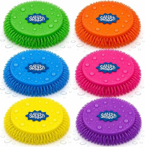 4E's Novelty 6 Pack Water Splash Discs, Throw & Catch Game, Absorbs Water 6.5" Floating Saucer, Reusable Splash Balls Bombs, Pool Toys that Float for Kids Adults, Beach Games, Outdoor Water Game in Kuwait