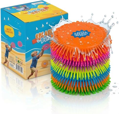4E's Novelty 6 Pack Water Splash Discs, Throw & Catch Game, Absorbs Water 6.5" Floating Saucer, Reusable Splash Balls Bombs, Pool Toys that Float for Kids Adults, Beach Games, Outdoor Water Game in Kuwait