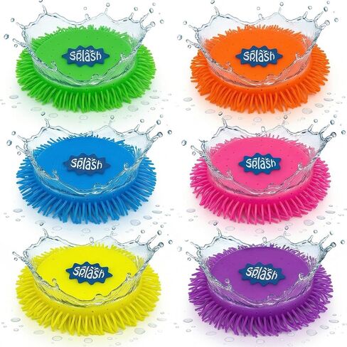 4E's Novelty 6 Pack Water Splash Discs, Throw & Catch Game, Absorbs Water 6.5" Floating Saucer, Reusable Splash Balls Bombs, Pool Toys that Float for Kids Adults, Beach Games, Outdoor Water Game in Kuwait