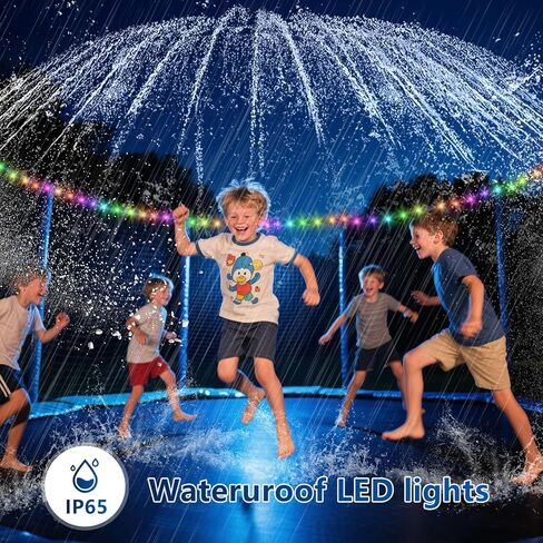 Trampoline Sprinkler with Lights - 16 Colors LED Trampoline Water Sprinkler, Remote Control Waterproof Sprinkler for Trampoline, Trampoline Water Accessories for 8-12FT in Saudi Arabia