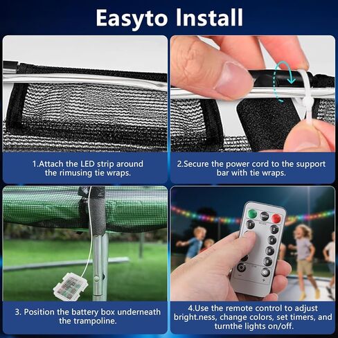 Trampoline Sprinkler with Lights - 16 Colors LED Trampoline Water Sprinkler, Remote Control Waterproof Sprinkler for Trampoline, Trampoline Water Accessories for 8-12FT in Saudi Arabia