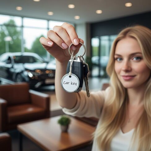 50 قطعة من بطاقات المفاتيح الورقية مع حلقات معدنية لوضع الملصقات، بطاقة ورقية مستديرة فارغة مقاس 1.2 بوصة مع خيوط للسيارة والباب ومفاتيح الدراجة والهوية والخادم in Kuwait