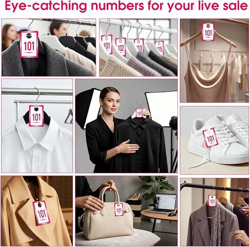 FaCraft Live Number Tags 101-200, Consecutive Number Cards Reusable Normal and Reverse Mirror Image Hanger Numbered Cards for Live Sales, Hanger Card for Clothes Live Coat Room Coat Check Tickets in Kuwait