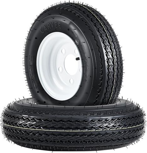 Durable Trailer Tires and 5-Lug Wheels Set - 5.30-12, Load Range C, 6PR, White Rim Assembly for Utility, Boat, Camper Trailers - 12-Inch, PCD 114.3x5, Center Hole 72mm in Saudi Arabia