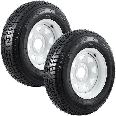 Durable Trailer Tires and 5-Lug Wheels Set - 5.30-12, Load Range C, 6PR, White Rim Assembly for Utility, Boat, Camper Trailers - 12-Inch, PCD 114.3x5, Center Hole 72mm in Saudi Arabia