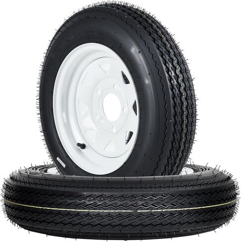 Durable Trailer Tires and 5-Lug Wheels Set - 5.30-12, Load Range C, 6PR, White Rim Assembly for Utility, Boat, Camper Trailers - 12-Inch, PCD 114.3x5, Center Hole 72mm in Saudi Arabia