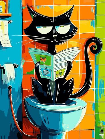 zpptAugs Paint by Numbers Kit for Adults Beginners，Back Cat Acrylic Adult Paint by Number Kits on Canvas,Digital Oil Number Painting Kits for Home Decor Gift 12"x16"(Without Frame) in Kuwait