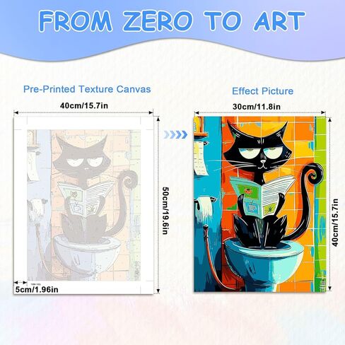 zpptAugs Paint by Numbers Kit for Adults Beginners，Back Cat Acrylic Adult Paint by Number Kits on Canvas,Digital Oil Number Painting Kits for Home Decor Gift 12"x16"(Without Frame) in Kuwait