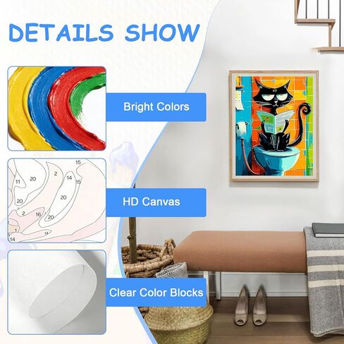 zpptAugs Paint by Numbers Kit for Adults Beginners，Back Cat Acrylic Adult Paint by Number Kits on Canvas,Digital Oil Number Painting Kits for Home Decor Gift 12"x16"(Without Frame) in Kuwait