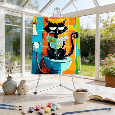 zpptAugs Paint by Numbers Kit for Adults Beginners，Back Cat Acrylic Adult Paint by Number Kits on Canvas,Digital Oil Number Painting Kits for Home Decor Gift 12"x16"(Without Frame) in Kuwait