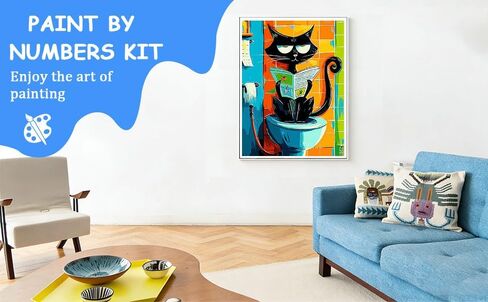 zpptAugs Paint by Numbers Kit for Adults Beginners，Back Cat Acrylic Adult Paint by Number Kits on Canvas,Digital Oil Number Painting Kits for Home Decor Gift 12"x16"(Without Frame) in Kuwait