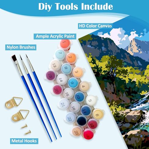 LKHMVCA Sky Mountain House Paint by Numbers for Adults, DIY Paint by Numbers Kits for Adults Beginners Without Frame, Acrylic Paint Canvas Painting Kits Art for Home Decor 16x20 Inch in Kuwait