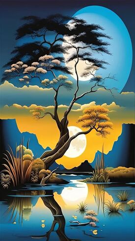 ARTGOTO Large Paint by Numbers Kits for Adults,15.7x27.5inch/40x70cm Painting by Numbers for Adults Landscape Tree,Paint by Numbers Canvas Kits for Home Room Wall Decor (Without Frame) in Saudi Arabia