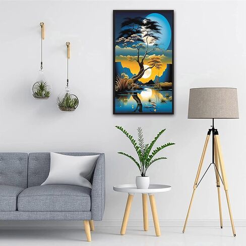 ARTGOTO Large Paint by Numbers Kits for Adults,15.7x27.5inch/40x70cm Painting by Numbers for Adults Landscape Tree,Paint by Numbers Canvas Kits for Home Room Wall Decor (Without Frame) in Saudi Arabia