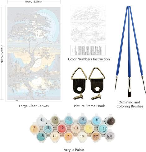 ARTGOTO Large Paint by Numbers Kits for Adults,15.7x27.5inch/40x70cm Painting by Numbers for Adults Landscape Tree,Paint by Numbers Canvas Kits for Home Room Wall Decor (Without Frame) in Saudi Arabia