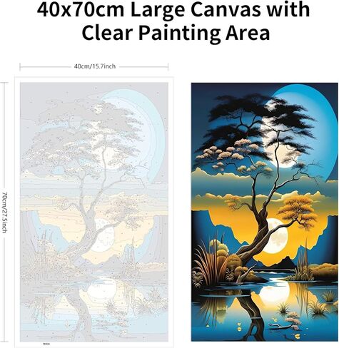 ARTGOTO Large Paint by Numbers Kits for Adults,15.7x27.5inch/40x70cm Painting by Numbers for Adults Landscape Tree,Paint by Numbers Canvas Kits for Home Room Wall Decor (Without Frame) in Saudi Arabia