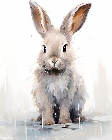 WUIVCTR Paint by Number Kits Rabbit Hare Bunny Canvas DIY Oil Painting for Adults Beginner with Brushes and Acrylic Pigment 16x20 inch (Without Frame) in Kuwait