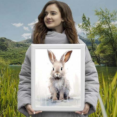 WUIVCTR Paint by Number Kits Rabbit Hare Bunny Canvas DIY Oil Painting for Adults Beginner with Brushes and Acrylic Pigment 16x20 inch (Without Frame) in Kuwait