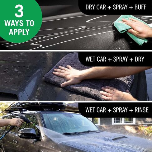 Turtle Wax Hybrid Solutions Wax & Dry Plus، رش على شمع السيارة للحصول على لمعان عالي وحماية طلاء السيراميك للطلاء والعجلات والزجاج والمزيد، تطبيق سهل متعدد الاستخدامات، 26 أونصة (عبوة من قطعة واحدة) in Kuwait