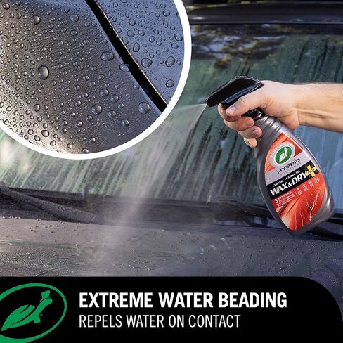 Turtle Wax Hybrid Solutions Wax & Dry Plus، رش على شمع السيارة للحصول على لمعان عالي وحماية طلاء السيراميك للطلاء والعجلات والزجاج والمزيد، تطبيق سهل متعدد الاستخدامات، 26 أونصة (عبوة من قطعة واحدة) in Kuwait