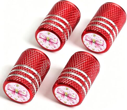 4pcs Red Valve Stem Caps Alien Tire Air Caps Aluminum Car Valve Stem Cover for Auto SUV Truck Bicycle Motorcycle Corrosion Proof Universal Cars Accessories Alien Gifts for Women Men in Saudi Arabia