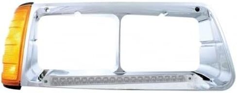 إطار المصباح الأمامي UNITED PACIFIC 32499، 19 LED، مع إشارة الانعطاف، عدسات LED كهرمانية/شفافة، من أجل Freightliner FLD in Kuwait