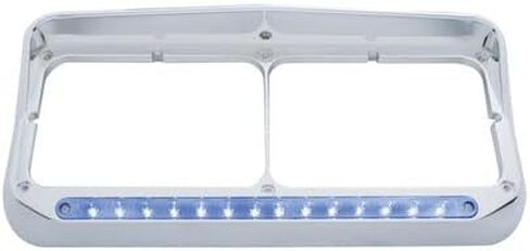 United Pacific 32574 Headlight Bezel, 14 LED, Rectangular, Dual, with Visor, Blue LED/Clear Lens in Kuwait