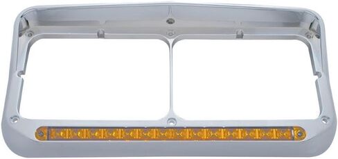 UNITED PACIFIC 32502 Headlight Bezel, Sequential, LED, Rectangular, Dual, with Visor, Amber LED/Amber Lens in Kuwait