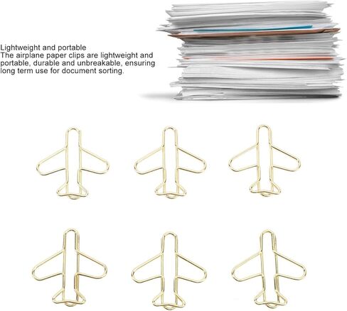 100Pcs Cute Paper Clips, Airplane Shaped Creative Paper Clip, Metal Mini Cute Paperclips with Storage Box, Multifunctional Unique Shape Paperclip for Documents, Notebooks in Saudi Arabia