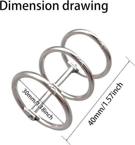 4pcs Stainless Steel Book Rings, Detachable Snap Hinged 3 Ring Binder Mechanism, Inner Diameter 30mm (1.2 Inch) for DIY Photo Album, Dark Grey Metal Loose Leaf Binding Spines in Saudi Arabia