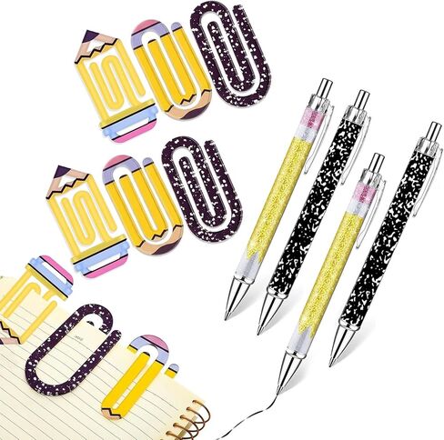 10-Piece Teacher Appreciation Gift Set:6 Oversized Acrylic Teacher paperclips+4 Ballpoint pens.Perfect for Offices and classrooms,or as Bookmarks and Gifts for Book Lovers; Back-to-School Stationery in Saudi Arabia