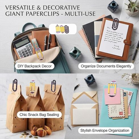 10-Piece Teacher Appreciation Gift Set:6 Oversized Acrylic Teacher paperclips+4 Ballpoint pens.Perfect for Offices and classrooms,or as Bookmarks and Gifts for Book Lovers; Back-to-School Stationery in Saudi Arabia
