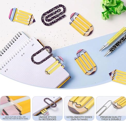 10-Piece Teacher Appreciation Gift Set:6 Oversized Acrylic Teacher paperclips+4 Ballpoint pens.Perfect for Offices and classrooms,or as Bookmarks and Gifts for Book Lovers; Back-to-School Stationery in Saudi Arabia