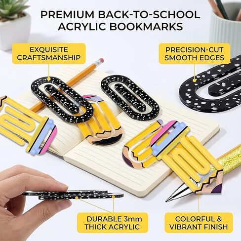 10-Piece Teacher Appreciation Gift Set:6 Oversized Acrylic Teacher paperclips+4 Ballpoint pens.Perfect for Offices and classrooms,or as Bookmarks and Gifts for Book Lovers; Back-to-School Stationery in Saudi Arabia