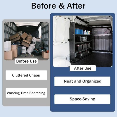 Cargo Van Shelving Steel Mid/High Roof Storage System Fit for Ford Transit, Promaster, Sprinter, Nissan NV, Steel Cargo Van Shelves 52" W x 60" H x 13" D in Saudi Arabia